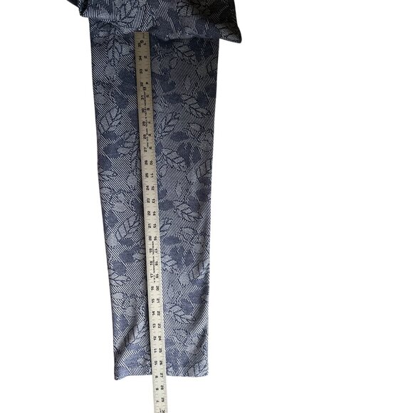 Lands End Sport Knit Straight Leg Pants S  Blue Leaf Pattern Elastic Waist - Picture 8 of 8